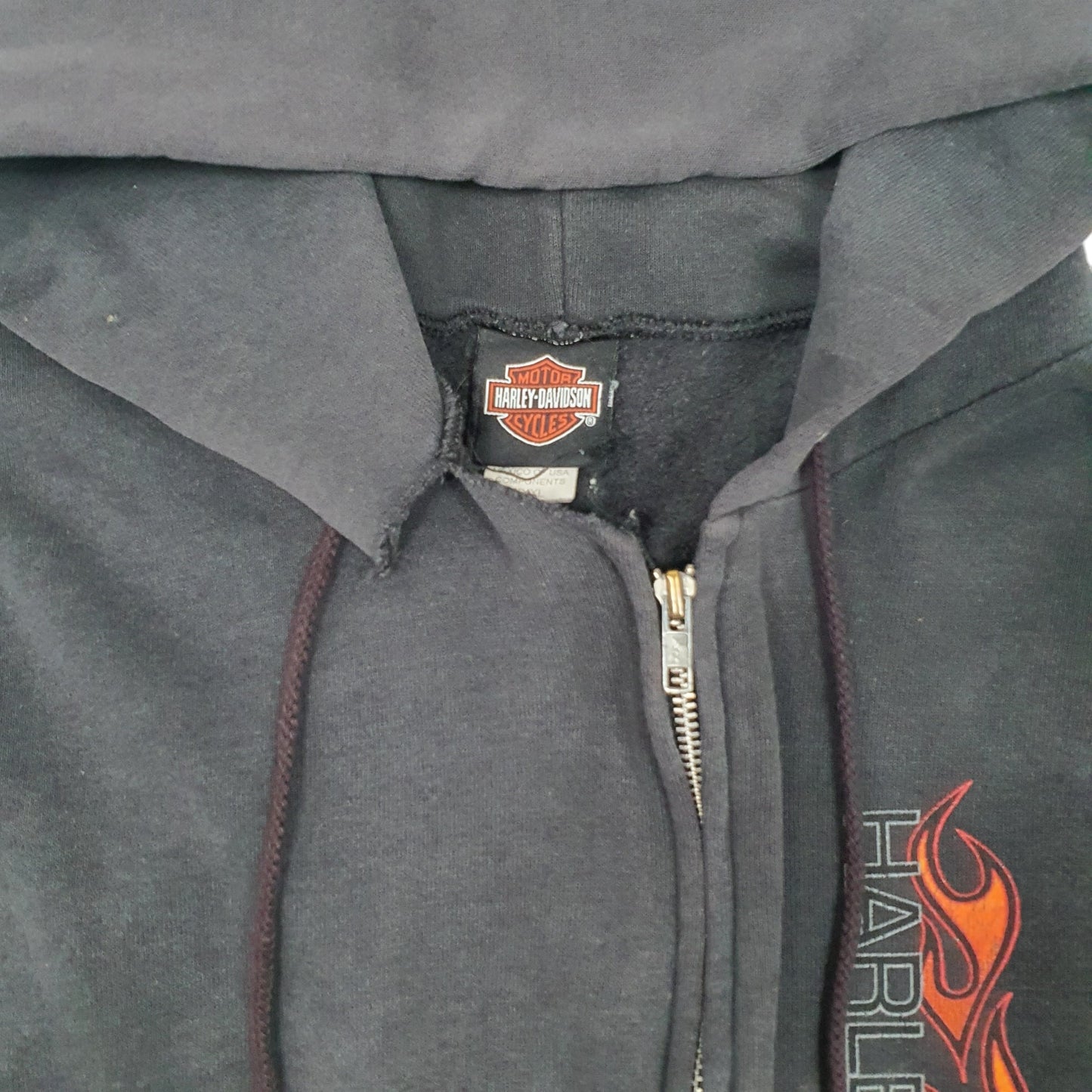 Mens Grey Harley Davidson Vintage Full Zip Jumper