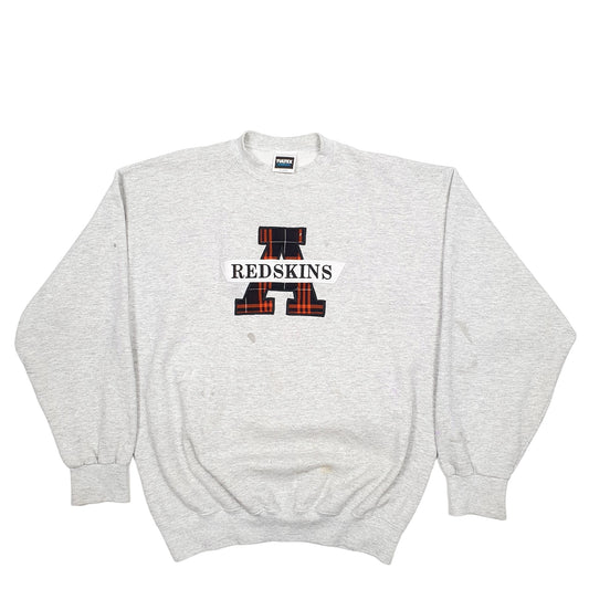 Mens Grey Tultex Redskins Spellout Made In USA Crewneck Jumper
