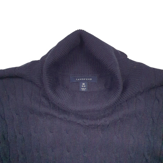 Womens Navy Lands End Roll Neck Crewneck Jumper