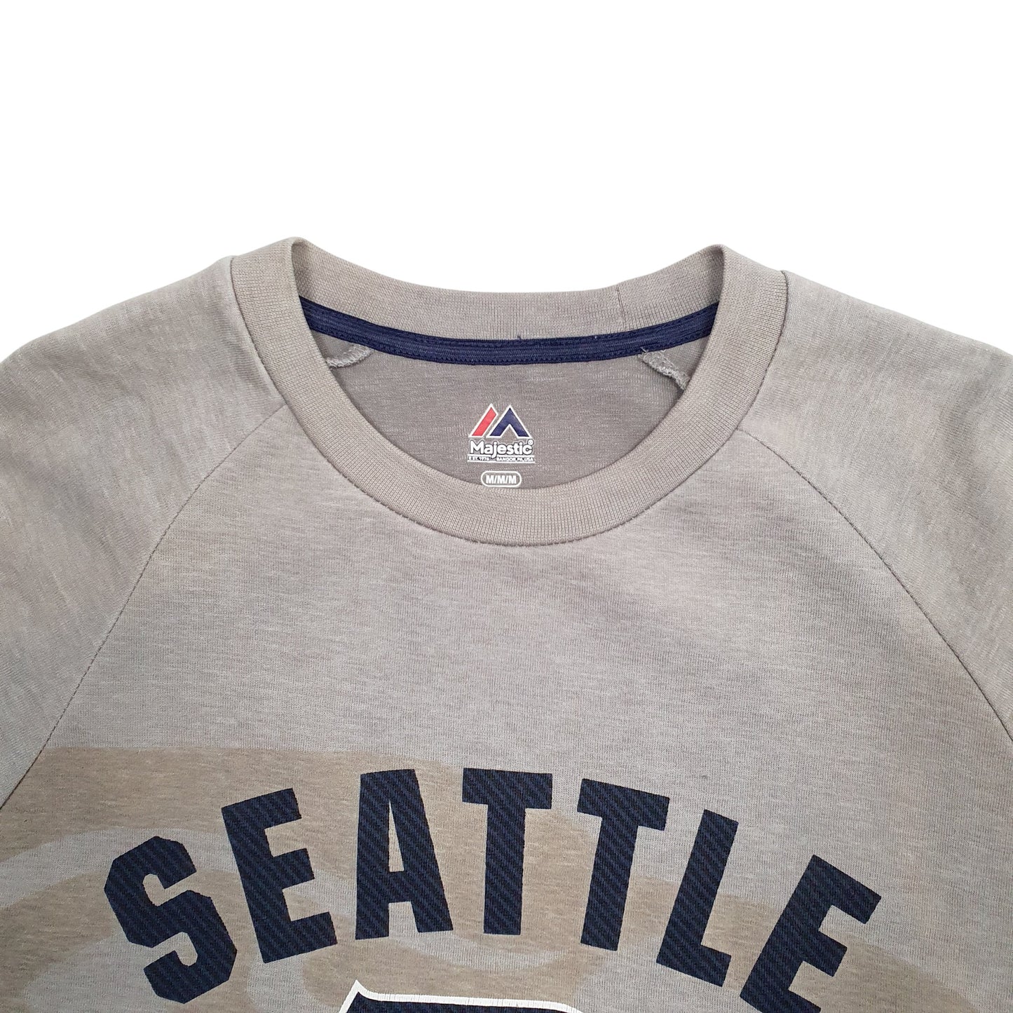 Mens Grey Majestic Seattle Seahawks Spellout Crewneck Jumper