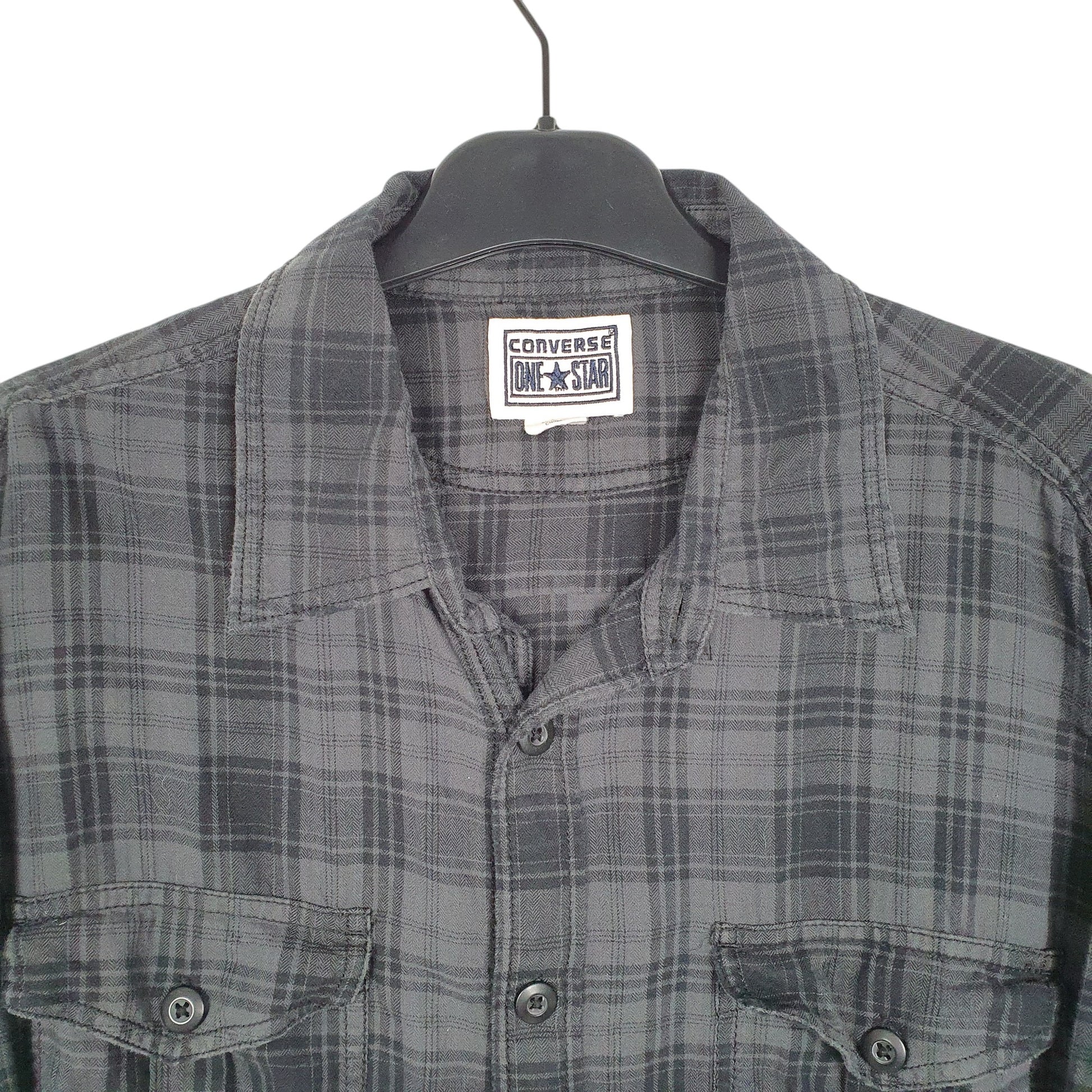Mens Grey Converse One Star Flannel Long Sleeve Shirt