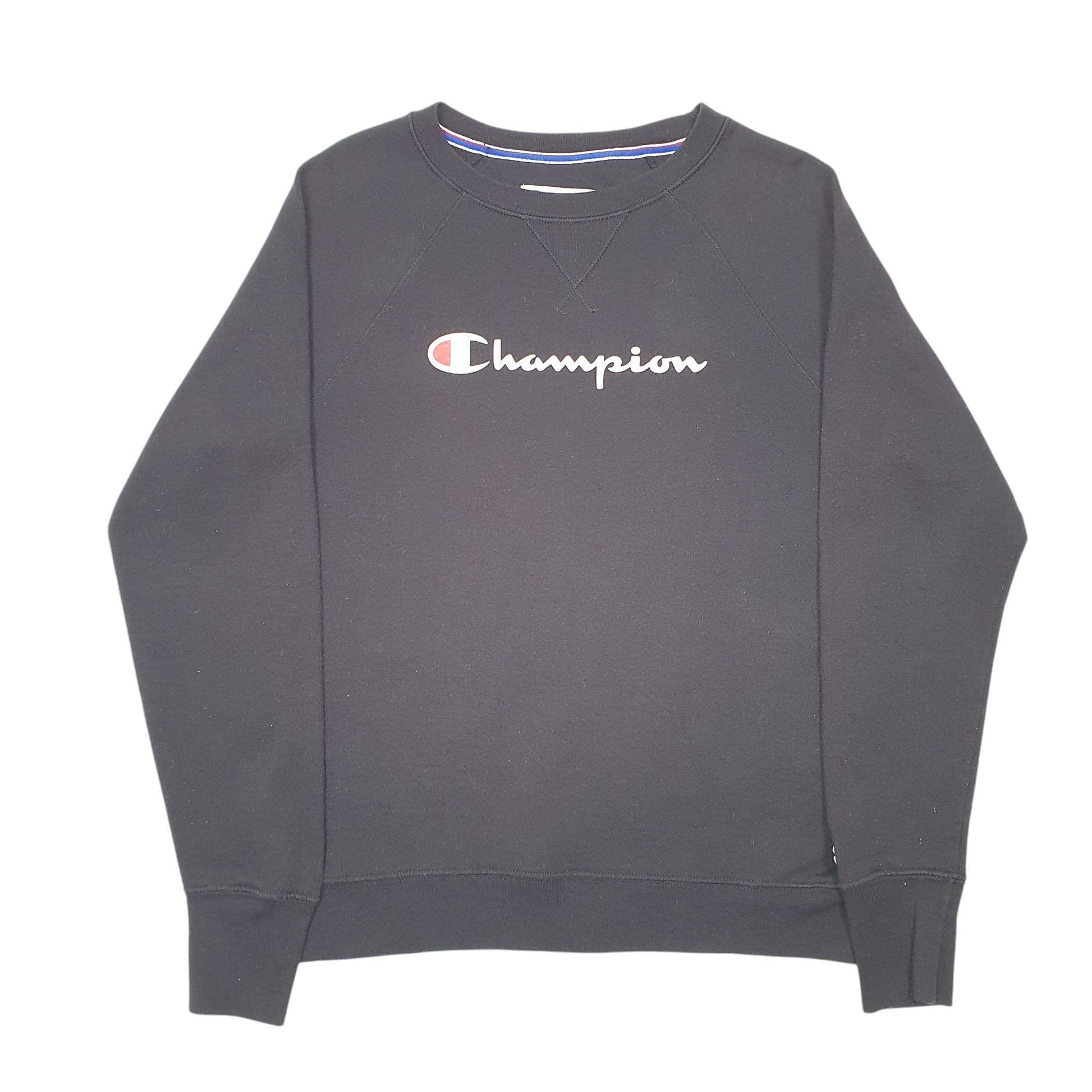 Womens Black Champion Raglan Crewneck Jumper