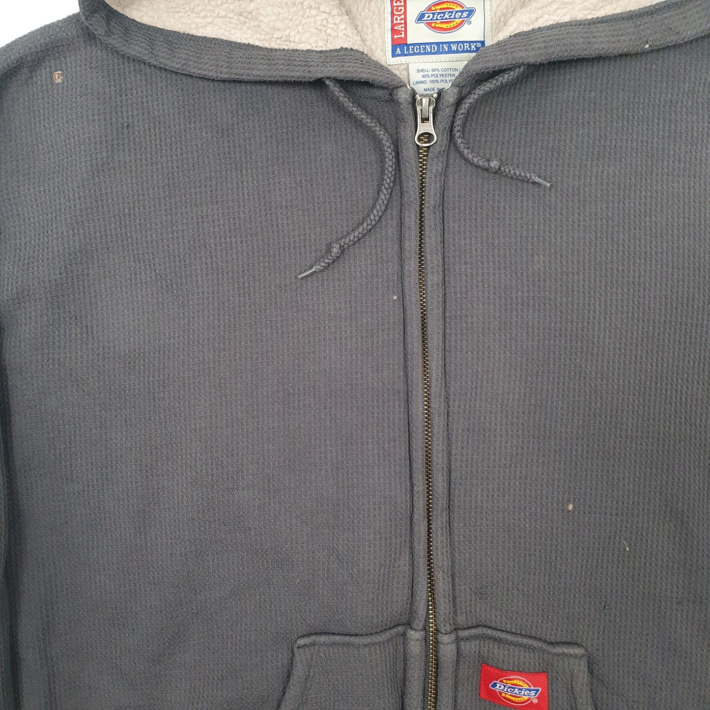Mens Grey Dickies Hoodie Sherpa Lined Full Zip Jumper