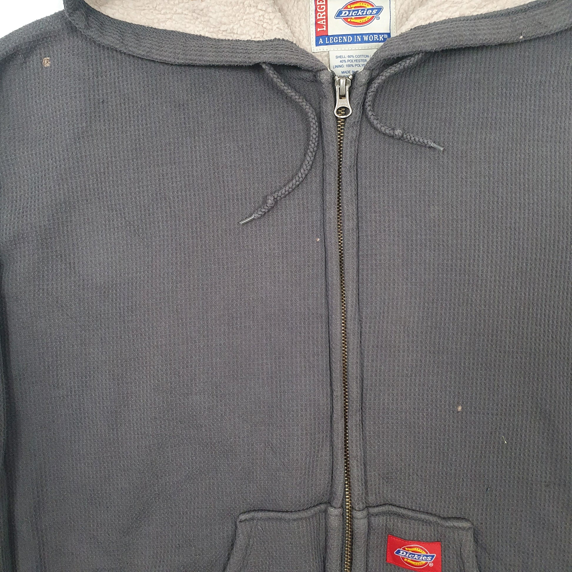 Mens Grey Dickies Hoodie Sherpa Lined Full Zip Jumper