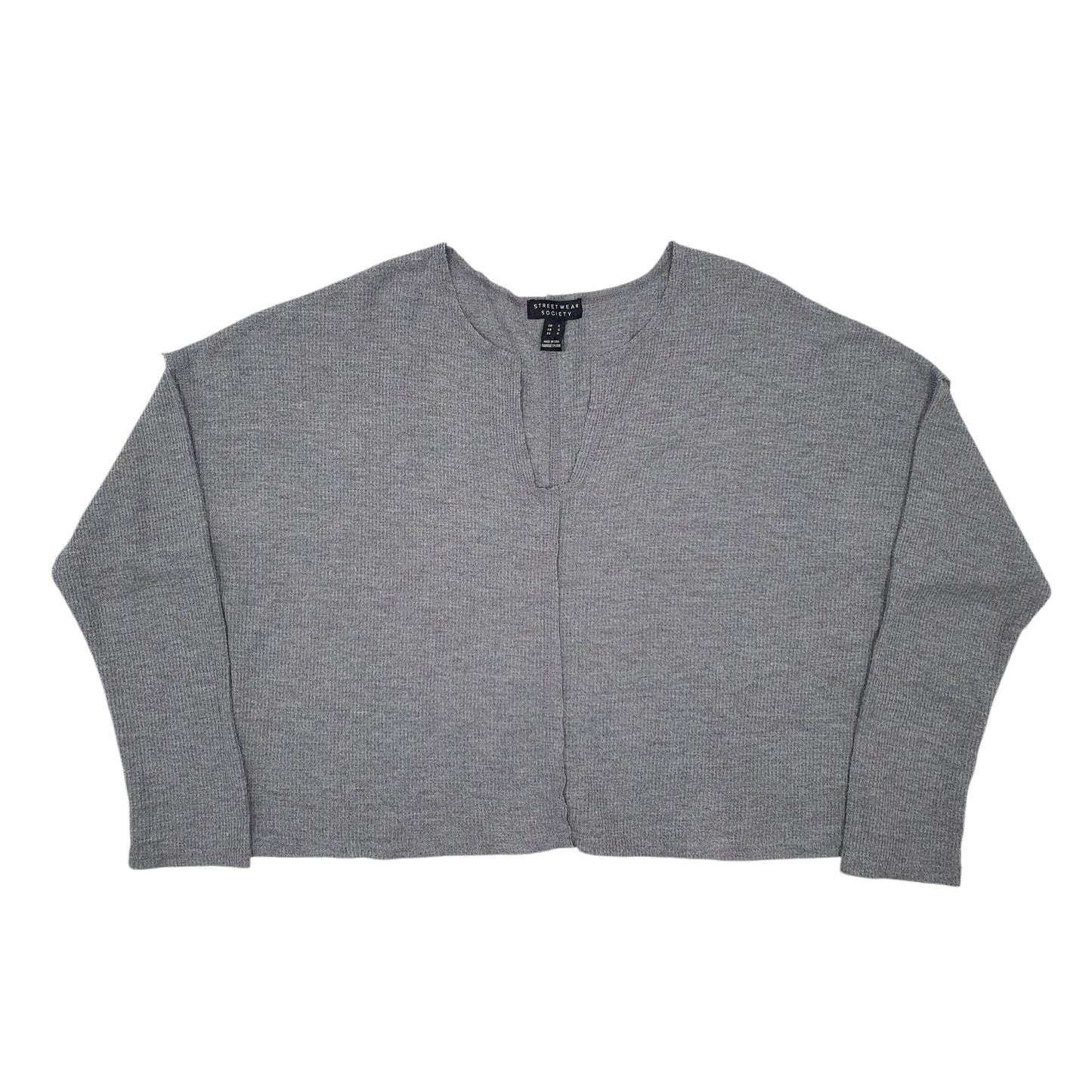 Womens Grey Streetwear Society Blouse Long Sleeve T Shirt