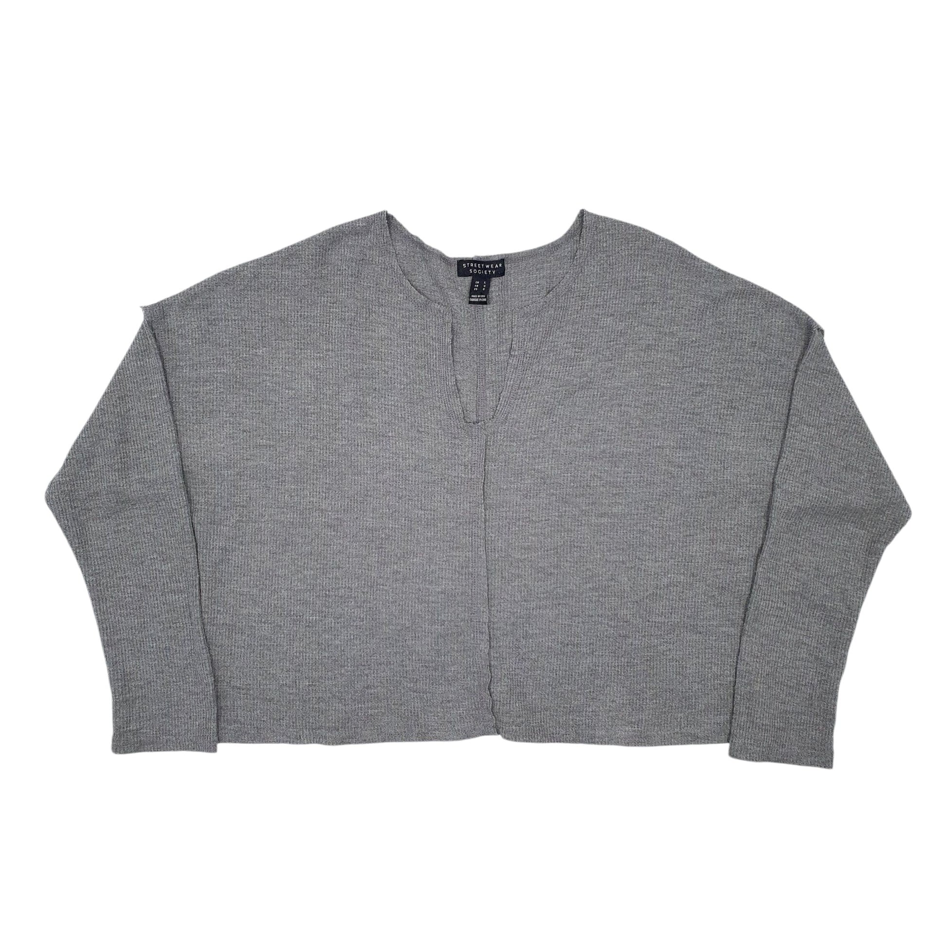 Womens Grey Streetwear Society Blouse Long Sleeve T Shirt