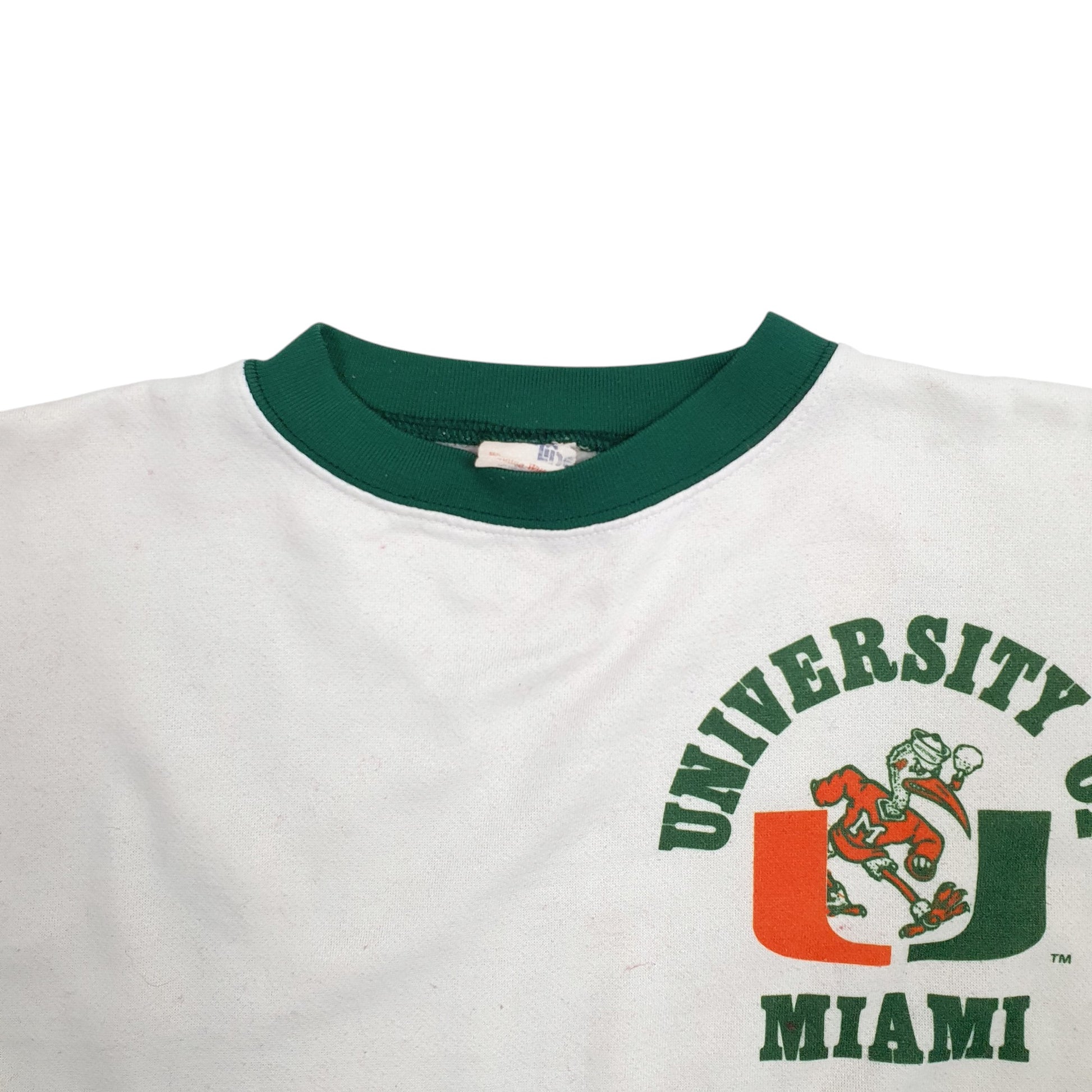 Mens White Chalk Line University Of Miami Hurricanes Made In USA Football 90's Crewneck Jumper