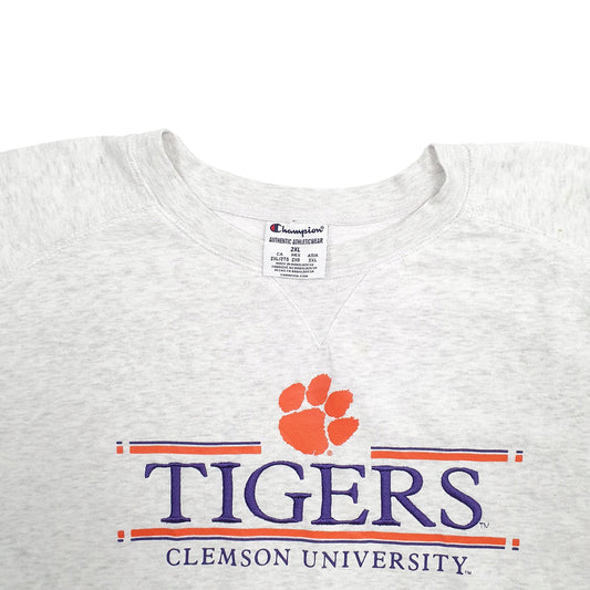 Mens Grey Champion Clemson University Tigers Spellout Crewneck Jumper