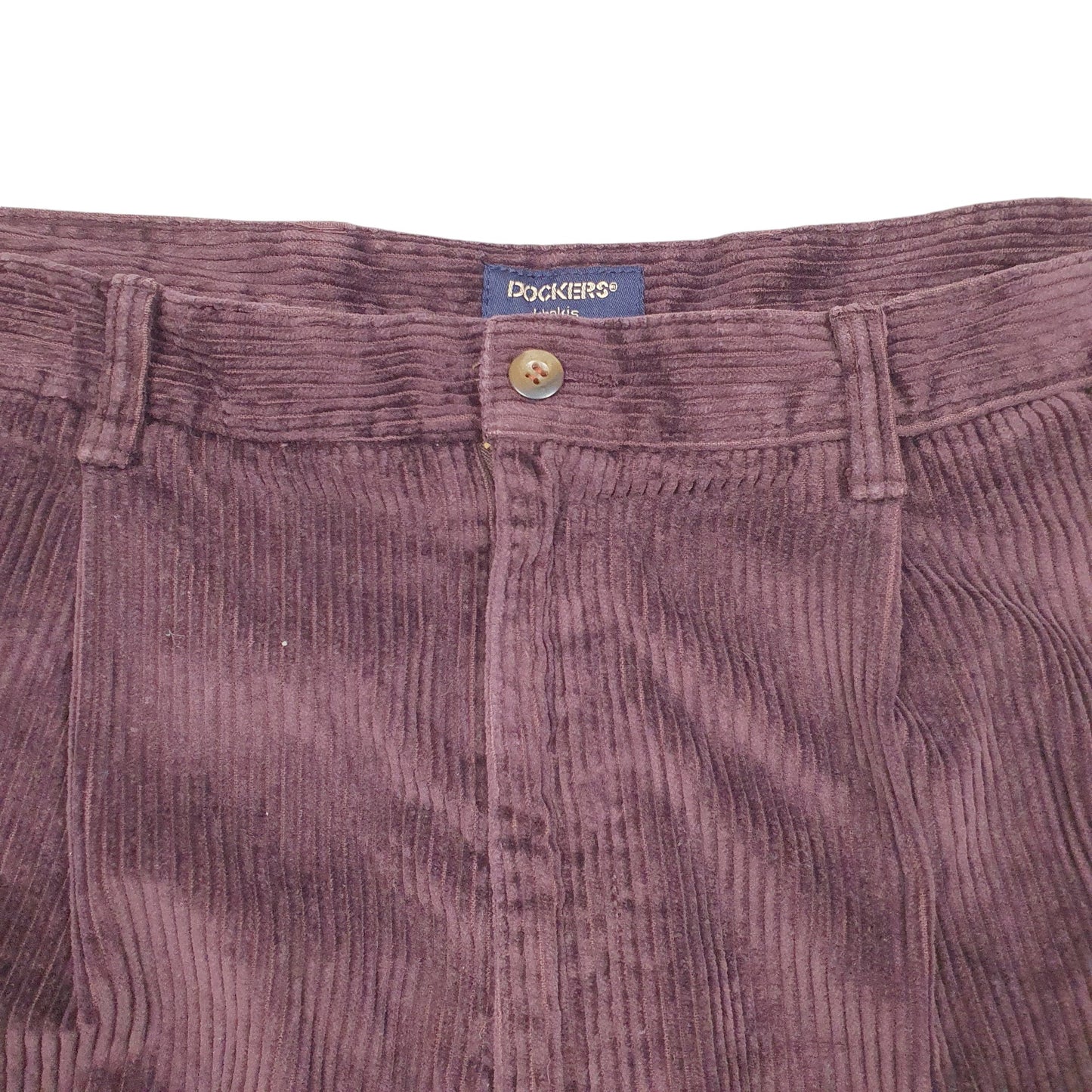 Mens Burgundy Dockers Double Pleated Corduroy Trousers