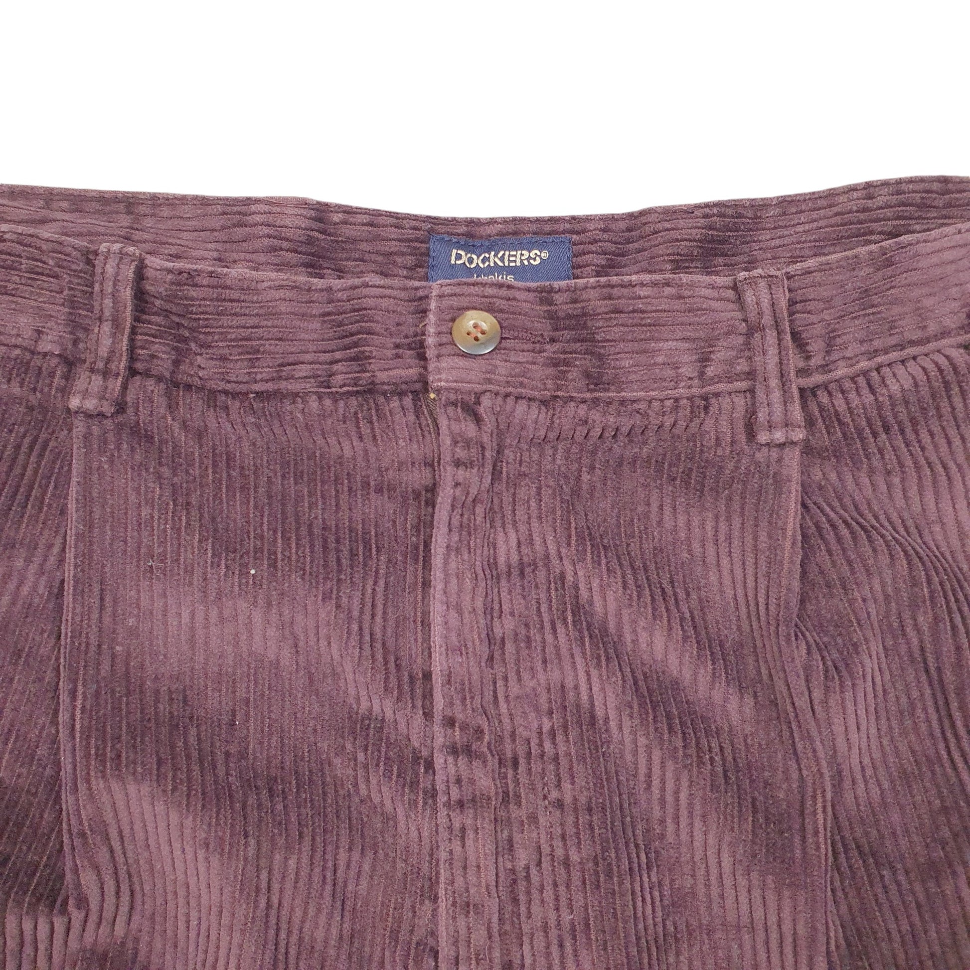 Mens Burgundy Dockers Double Pleated Corduroy Trousers