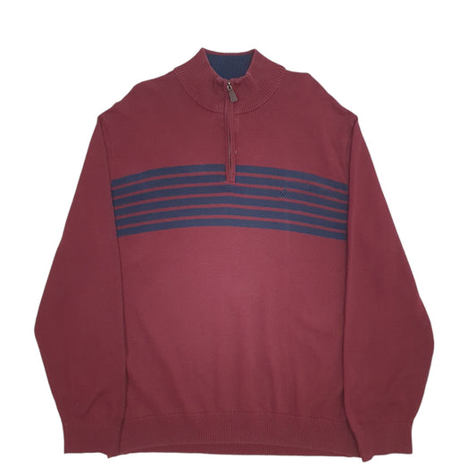 Mens Burgundy Nautica Knit Quarter Zip Jumper