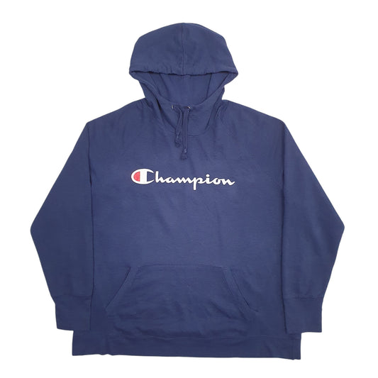 Womens Navy Champion Spellout Hoodie Jumper