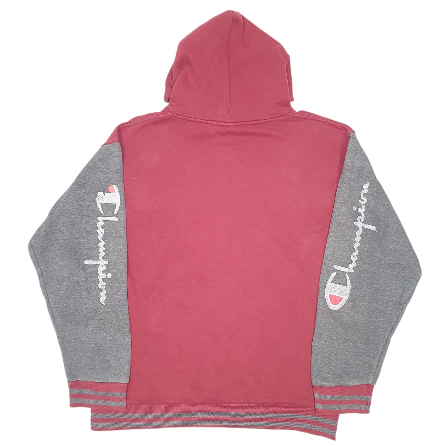 Mens Burgundy Champion Script Spellout Hoodie Jumper