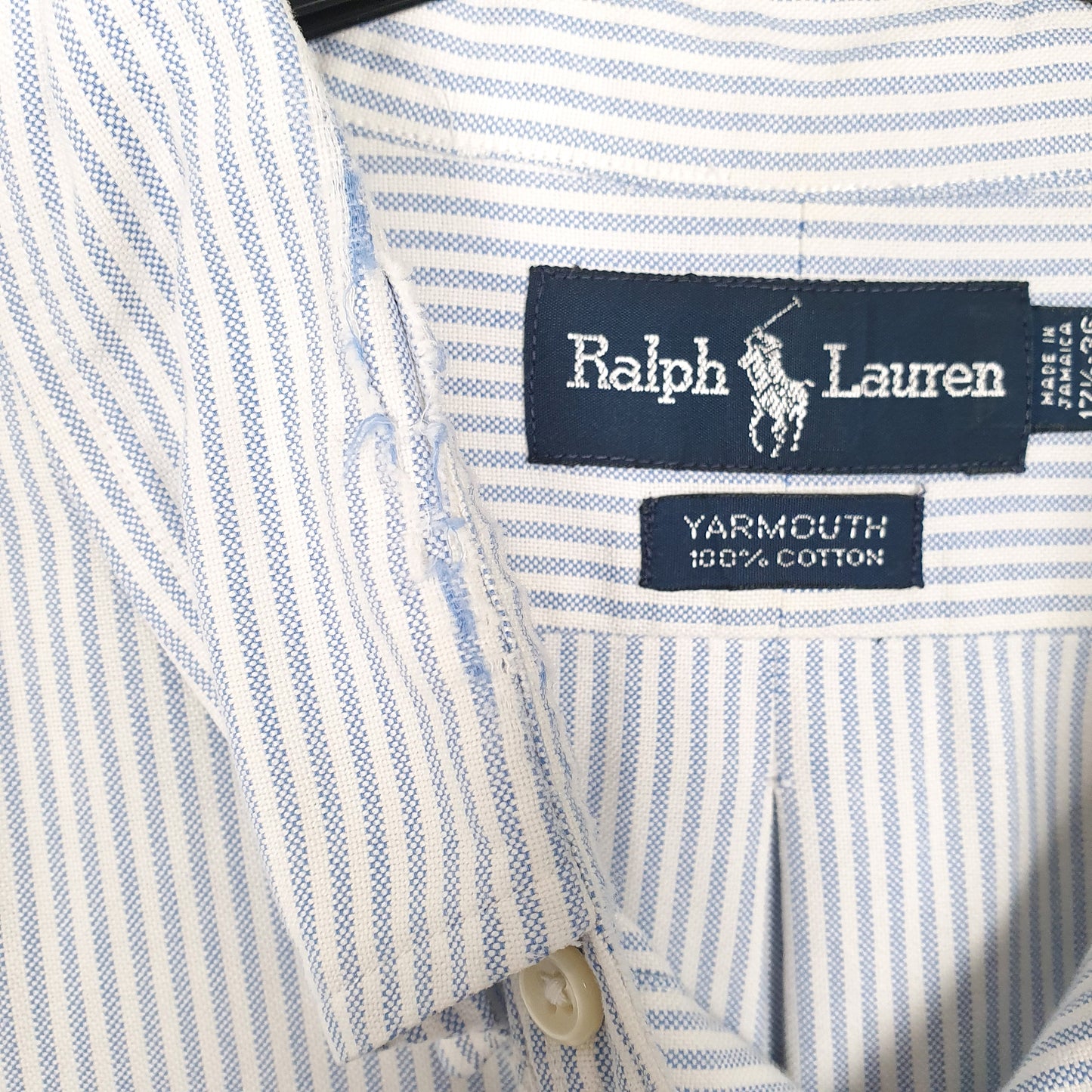 Mens White Polo Ralph Lauren Oxford OCBD Long Sleeve Shirt