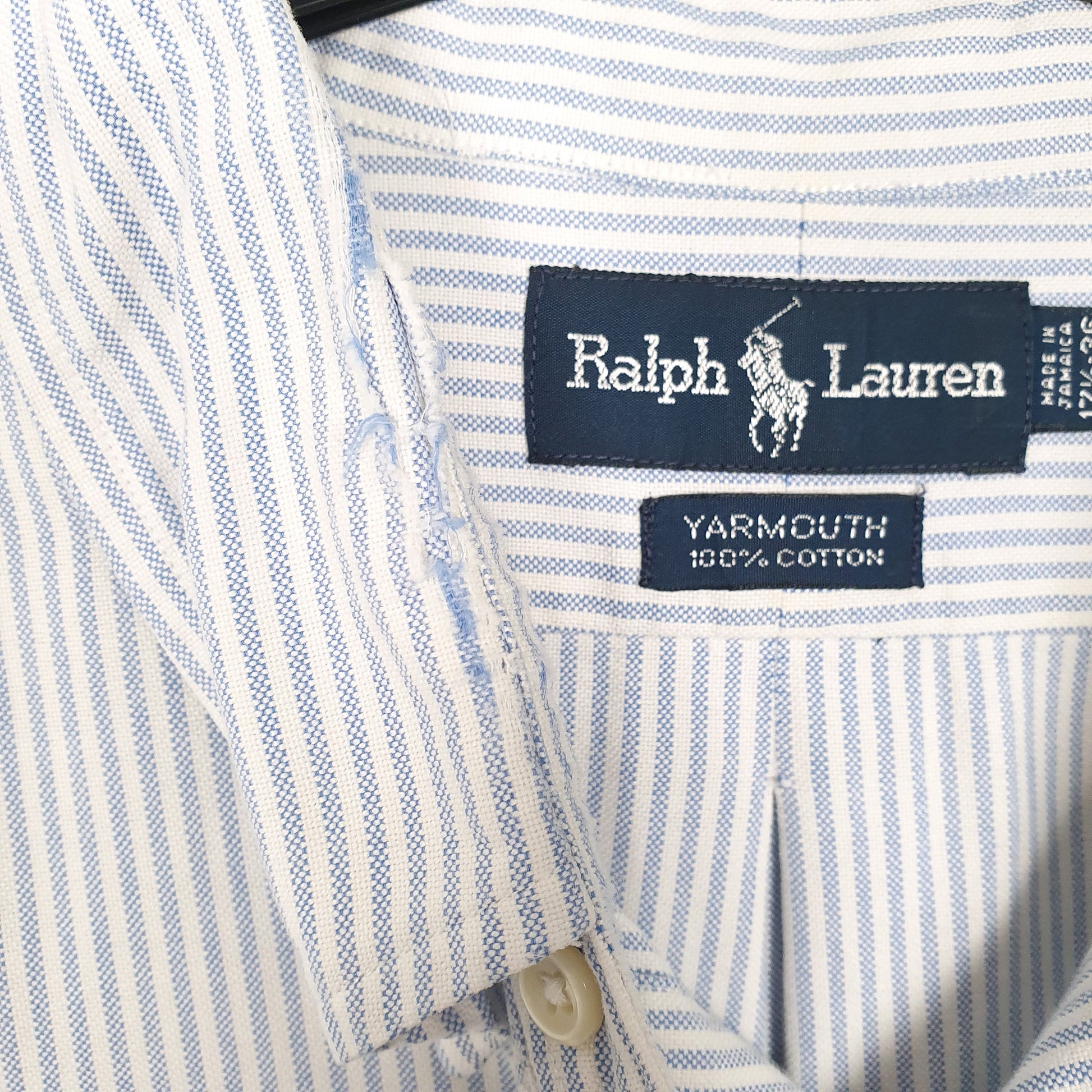 Mens White Polo Ralph Lauren Oxford OCBD Long Sleeve Shirt