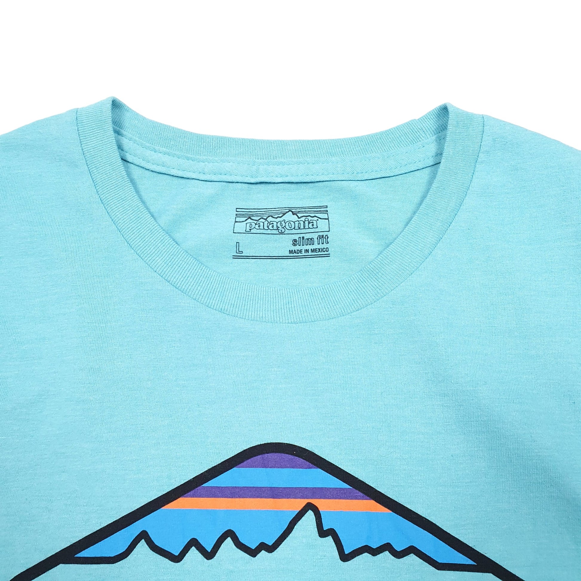 Mens Blue Patagonia Slim Fit Spellout Ventura CA Short Sleeve T Shirt