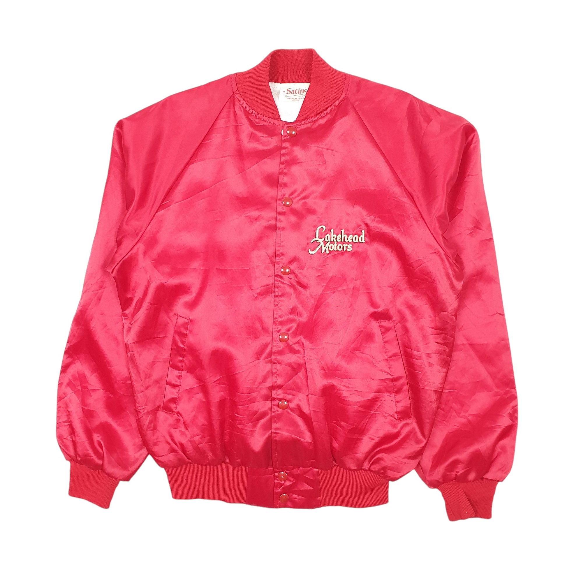 Mens Red Satins Vintage 1980s 90s Made in USA Dodge Motors  Coat