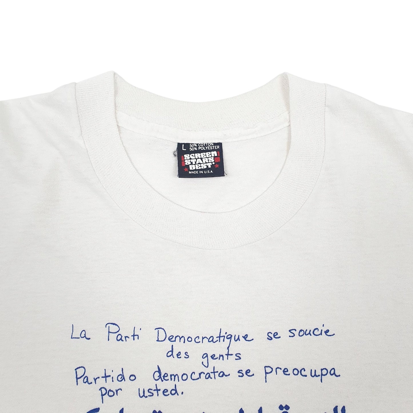 Mens White Screen Stars Single Stitch Vintage 90s Short Sleeve T Shirt