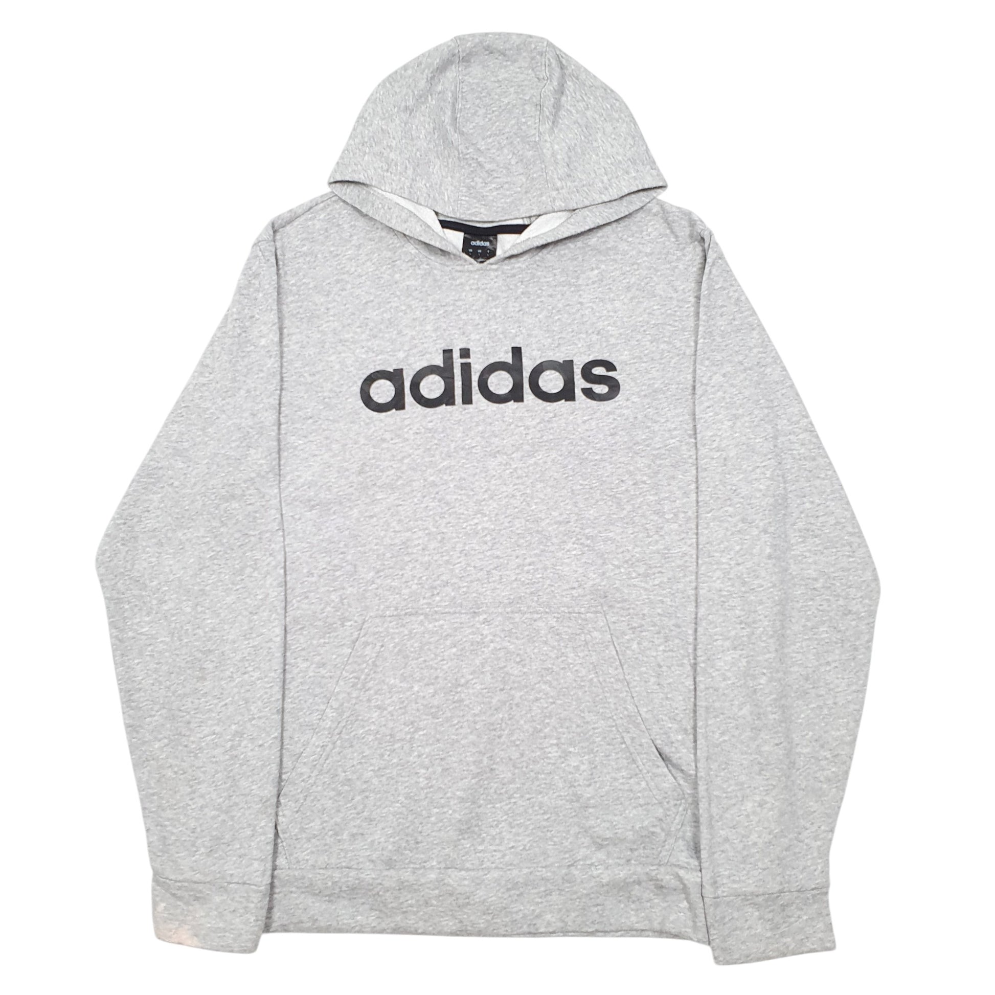 Mens Grey Adidas Spellout Hoodie Jumper