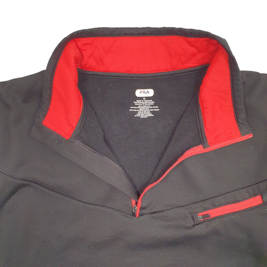Mens Black Fila  Quarter Zip Jumper