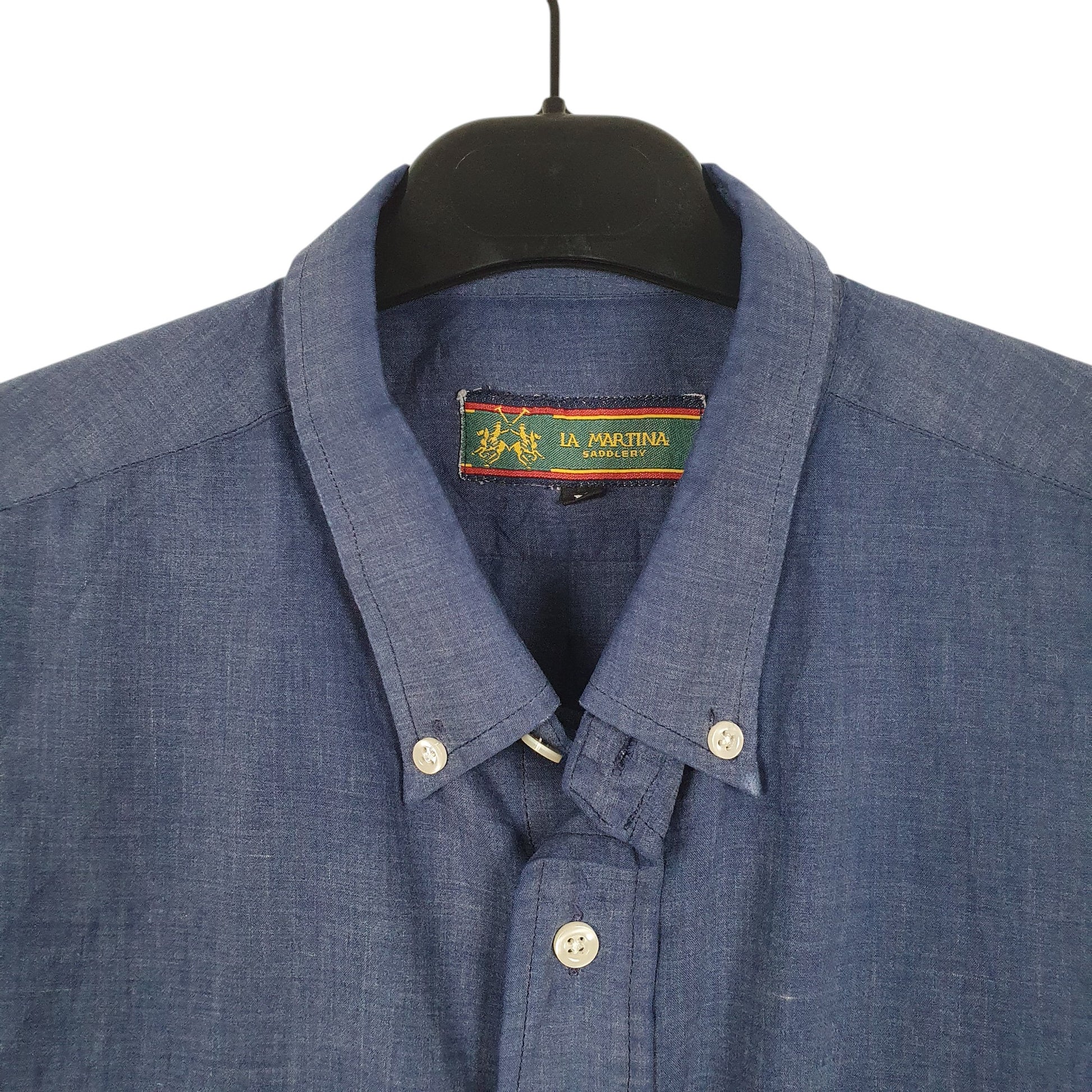 Mens Navy La Martina Saddlery  Long Sleeve Shirt