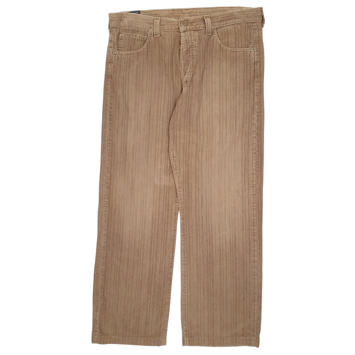 Mens Beige Lee Vintage 90s 00s Baggy Corduroy Trousers