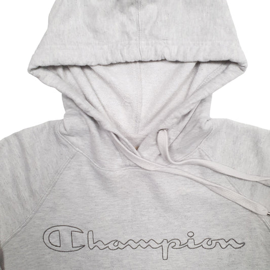 Mens Grey Champion Spellout Hoodie Jumper