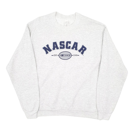 Mens Grey Nascar Vintage 90s Spellout Crewneck Jumper