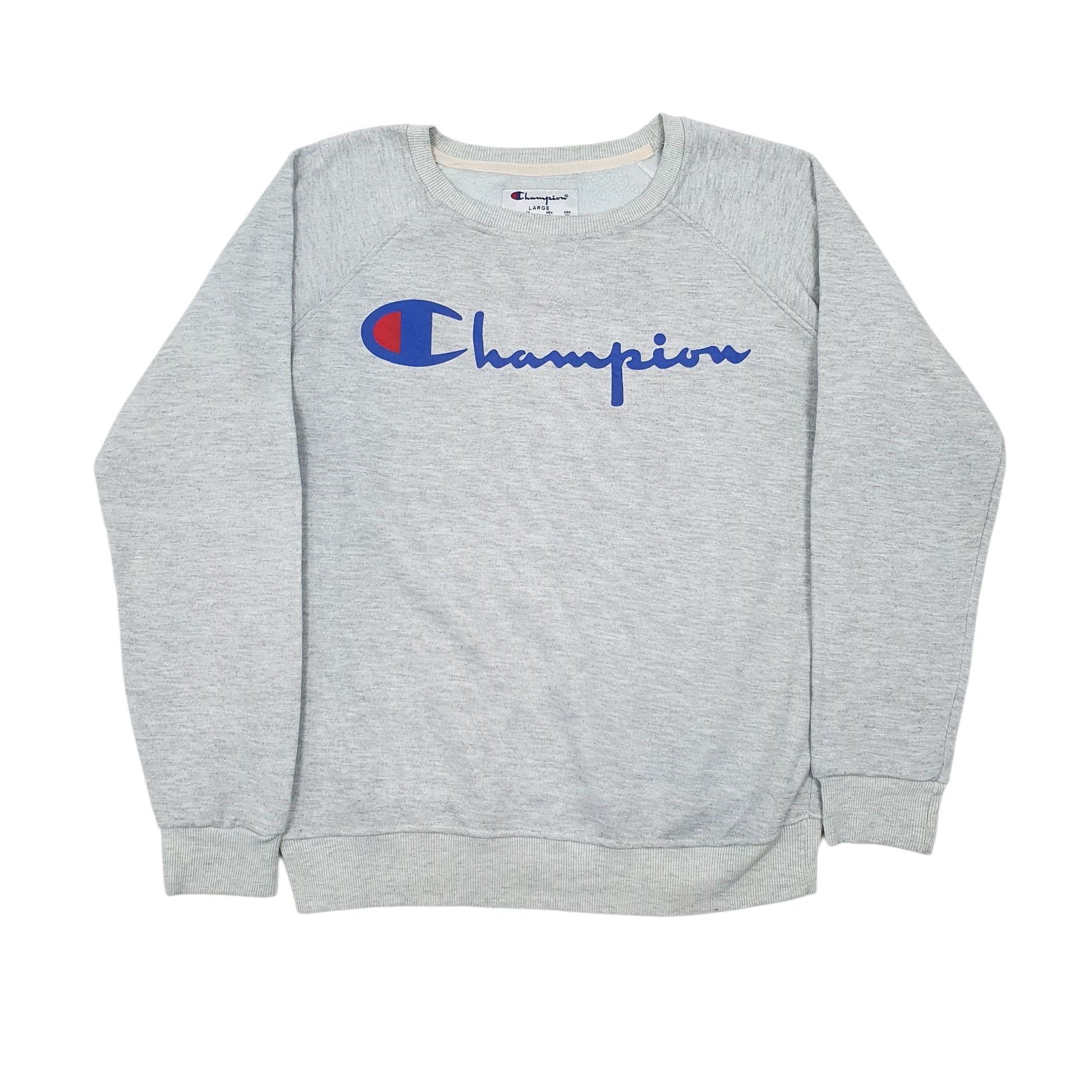 Womens Grey Champion Spellout Crewneck Jumper
