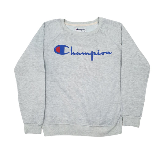 Womens Grey Champion Spellout Crewneck Jumper