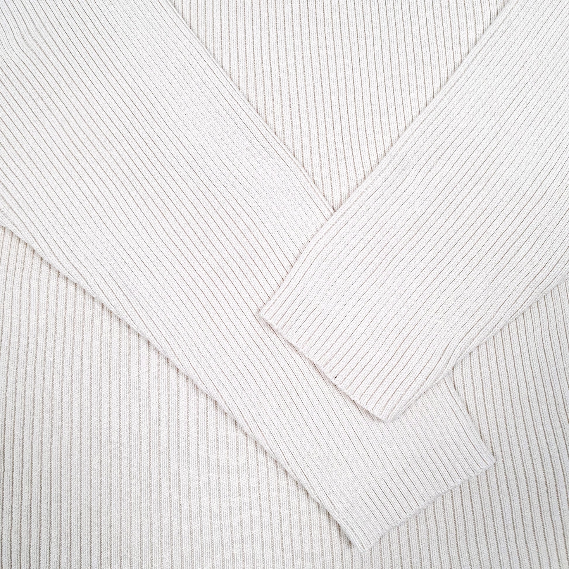 Mens Cream Tommy Hilfiger Ribbed Sweater V Neck Jumper