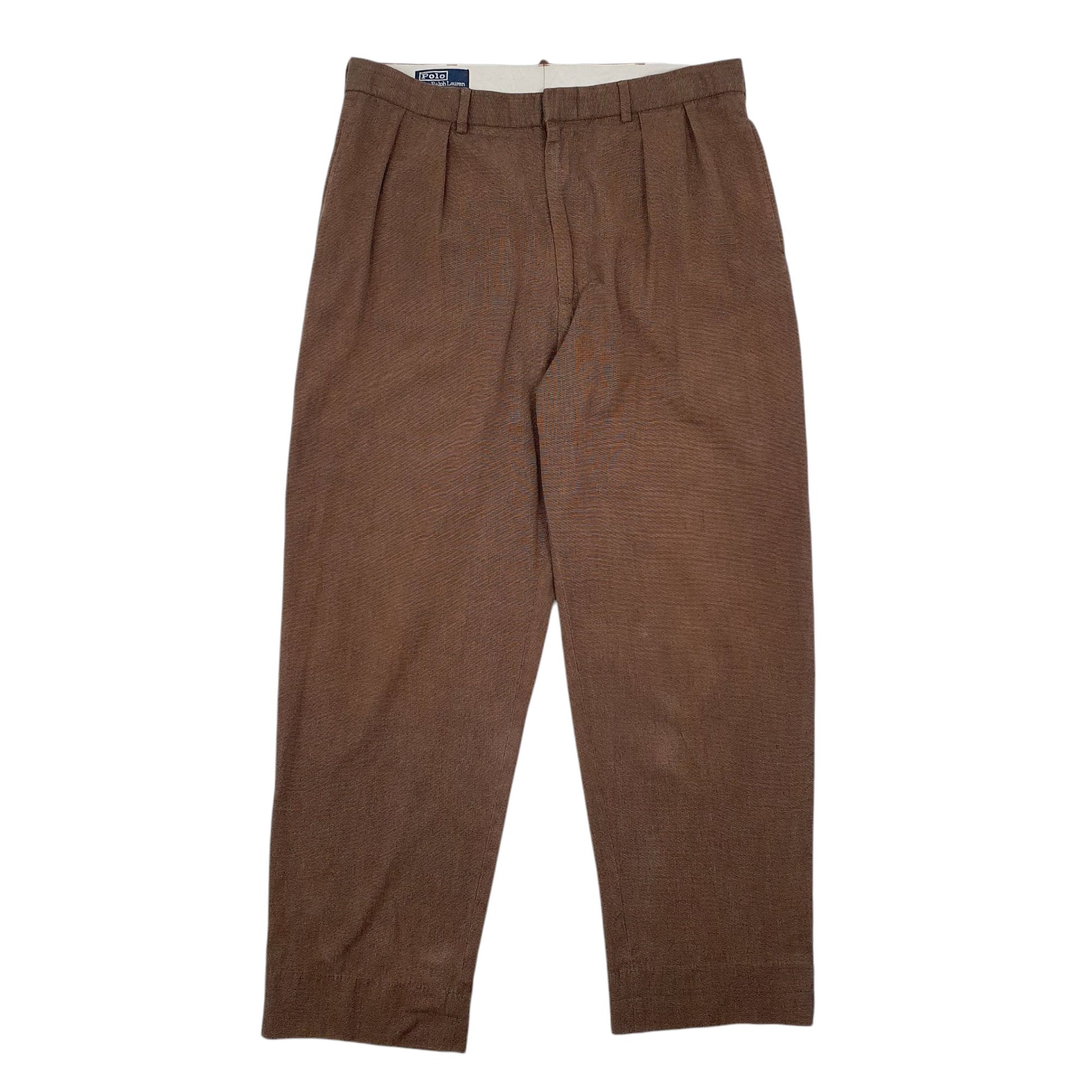 Mens Brown Polo Ralph Lauren Double Pleated Chino Trousers