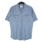 Mens Blue Wrangler Denim Jeans Chambray Work Short Sleeve Shirt