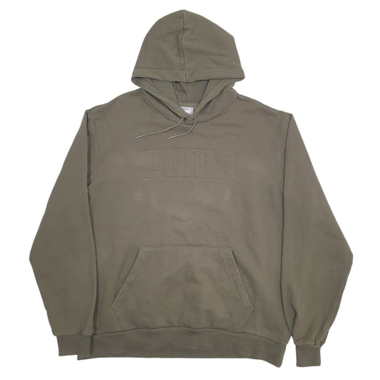 Mens Khaki Puma Spellout Hoodie Jumper