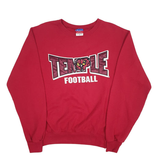 Mens Red Champion Temple Football Crewneck Jumper