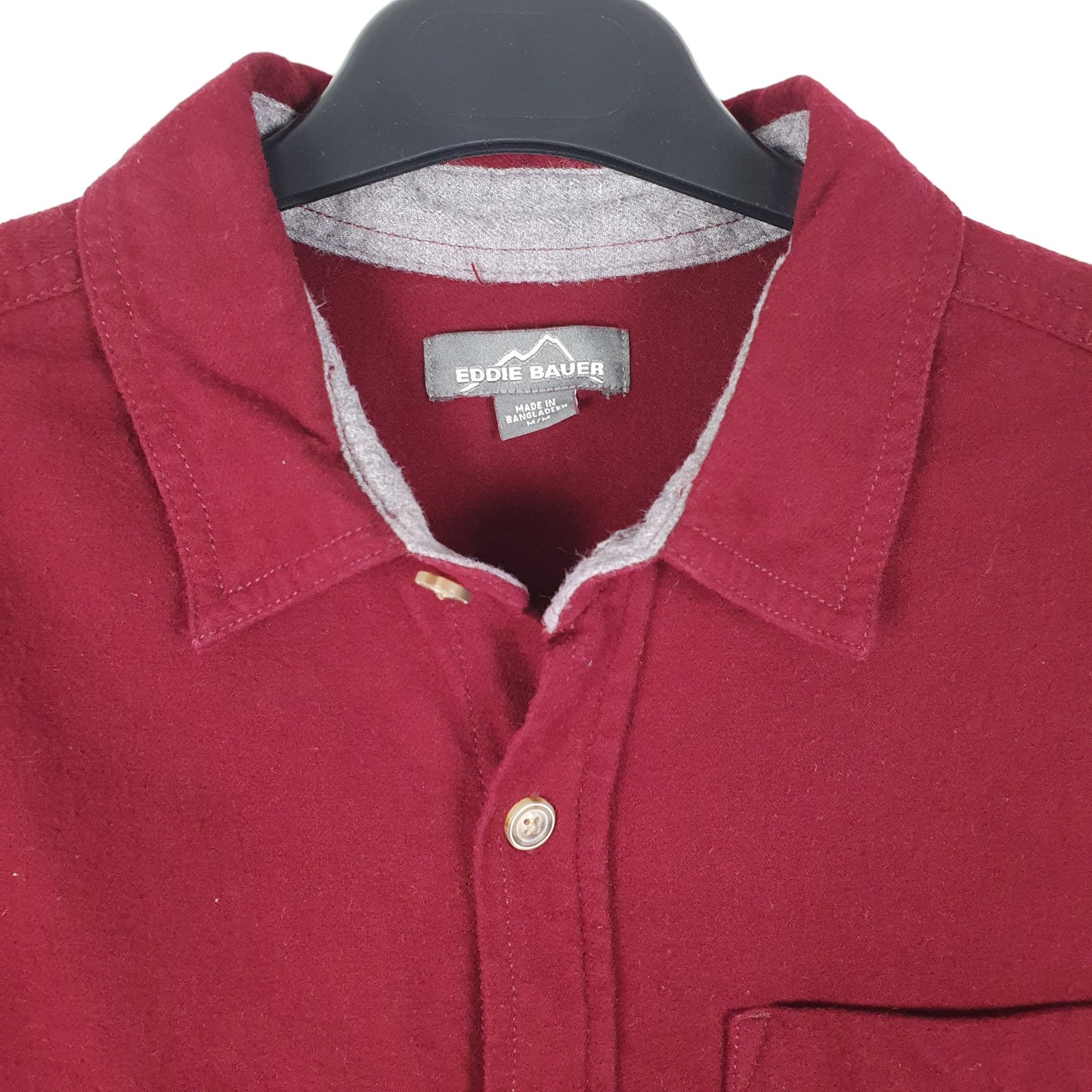 Mens Burgundy Eddie Bauer Chamois Overshirt Shacket Long Sleeve Shirt