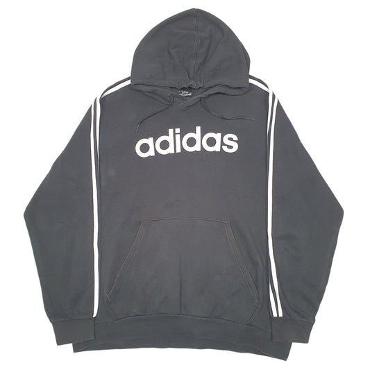 Mens Black Adidas Spellout Hoodie Jumper