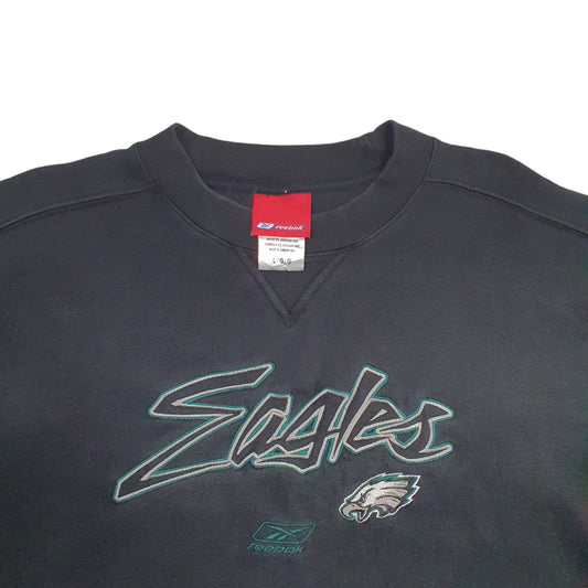 Mens Black Reebok Philadelphia Eagles NFL Football Crewneck Jumper