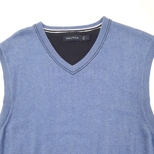 Mens Blue Nautica Sweater Knit Vest Jumper