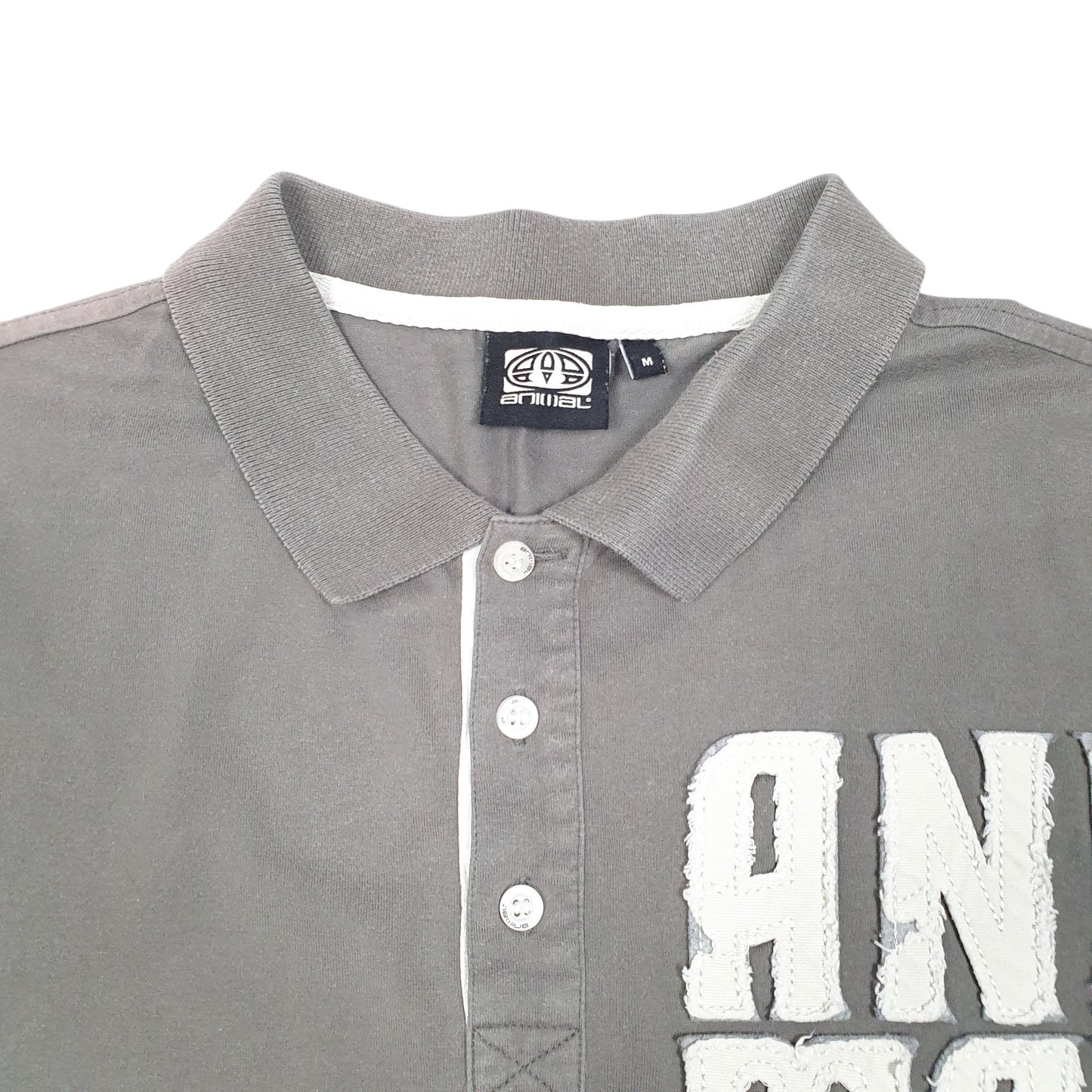 Mens Grey Animal Spellout Short Sleeve Polo Shirt