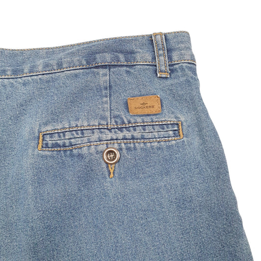 Mens Blue Dockers Double Pleated Jorts Jean Denim Shorts