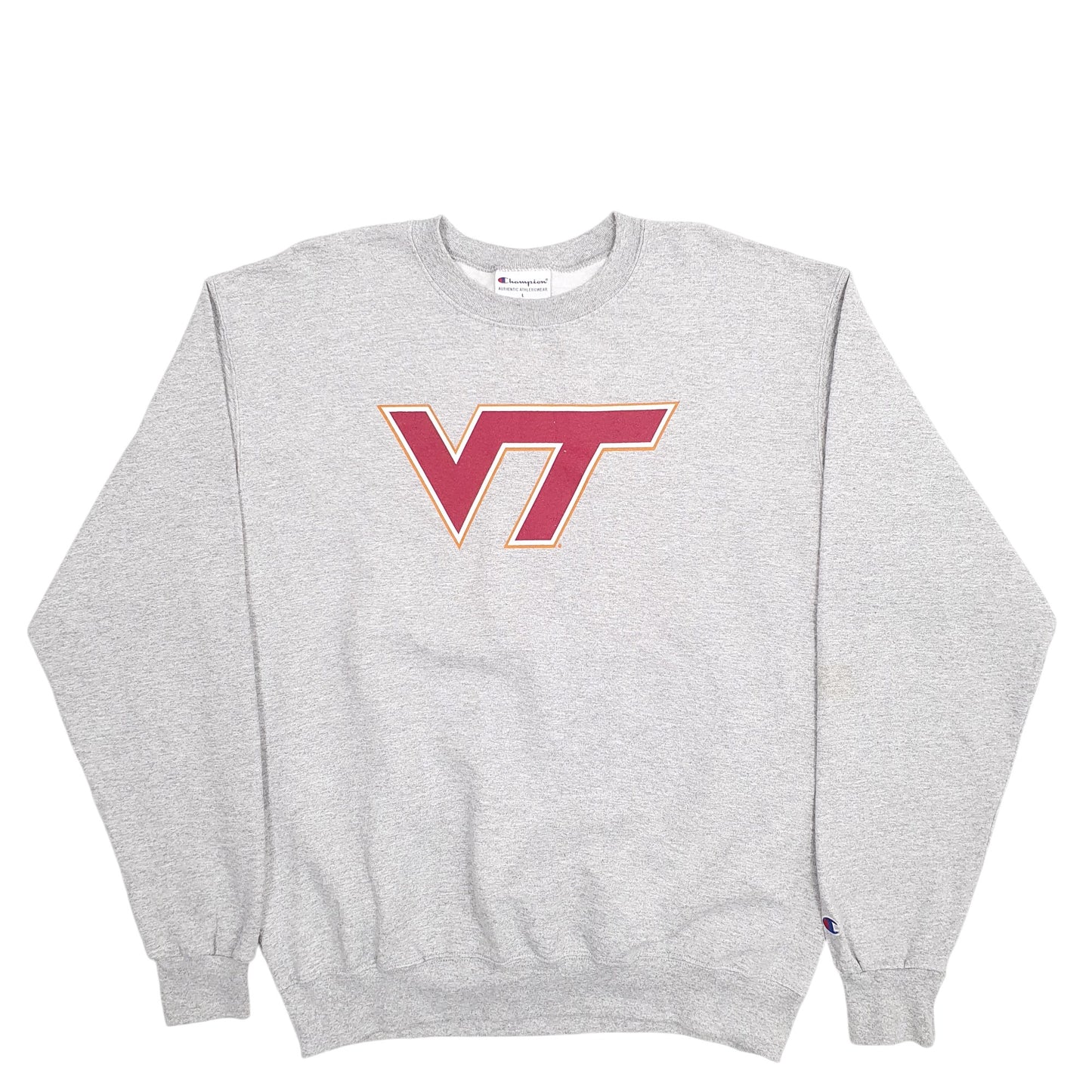 Mens Grey Champion VT Spellout Crewneck Jumper