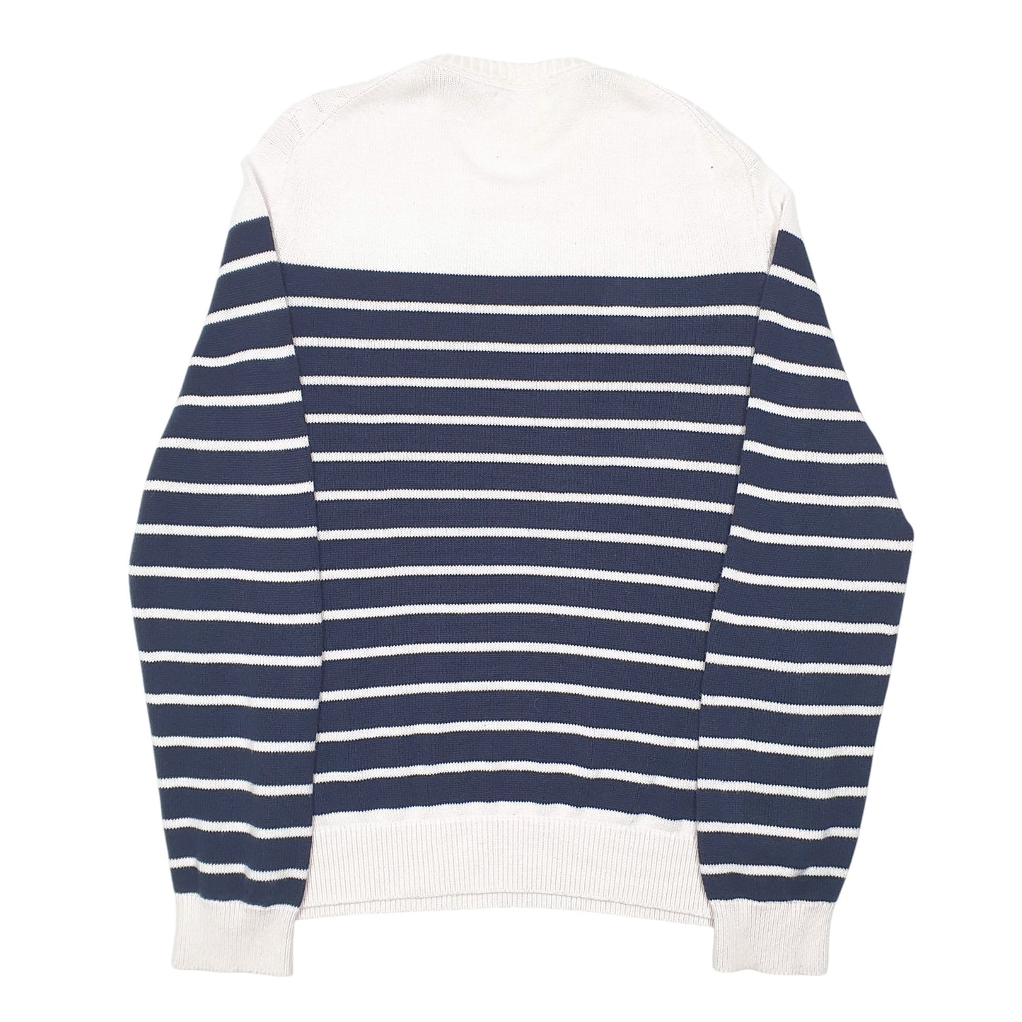 Mens White Nautica Knit Nautical Stripe Crewneck Jumper