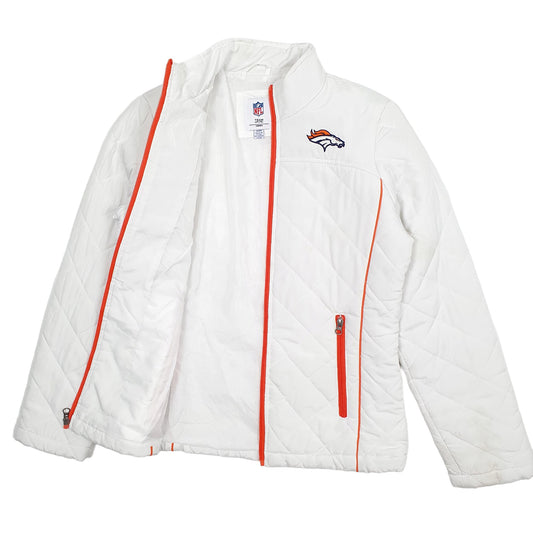 Womens White NFL Denver Broncos Crewneck Coat