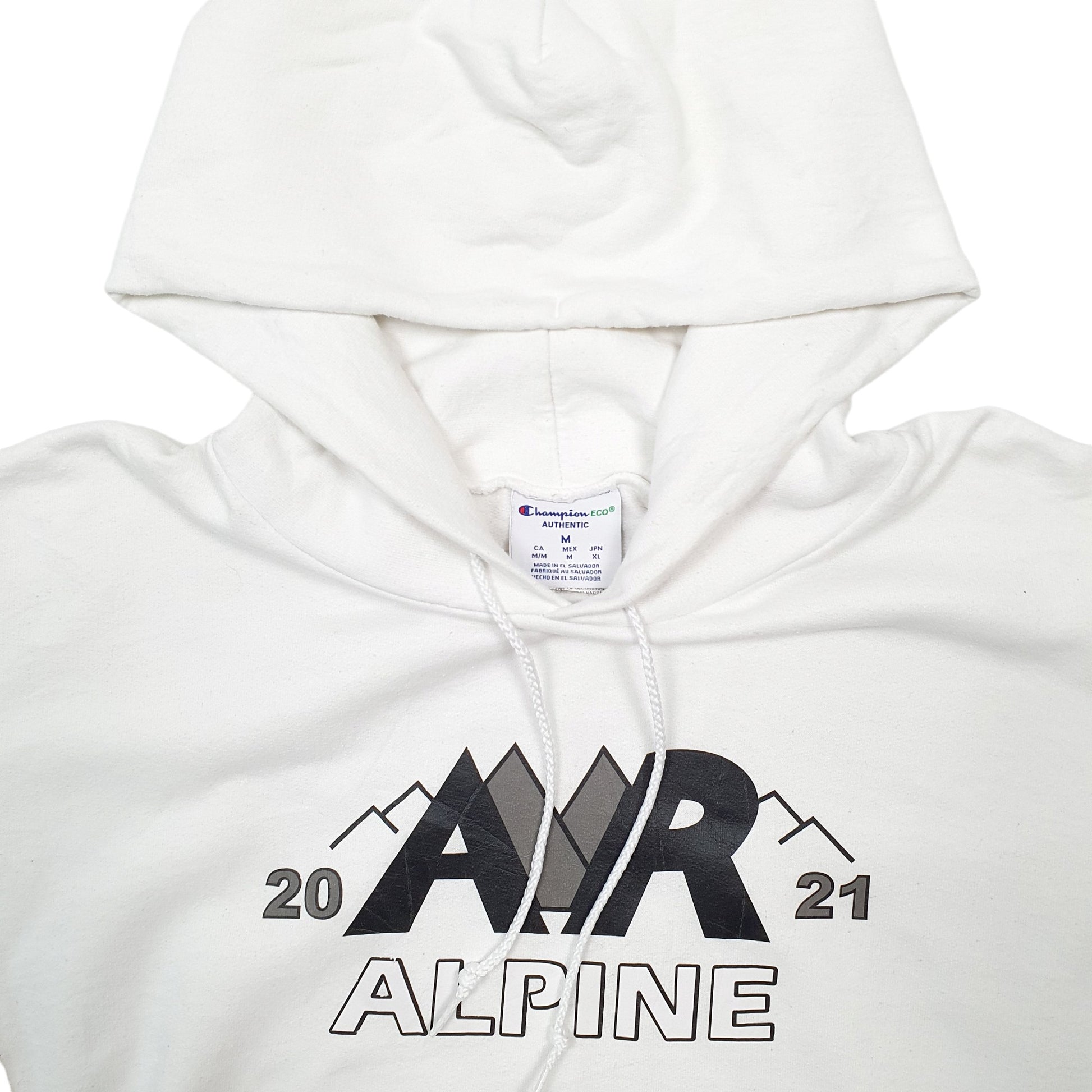 Mens White Champion Alpine Spellout Donnay 2021 Hoodie Jumper