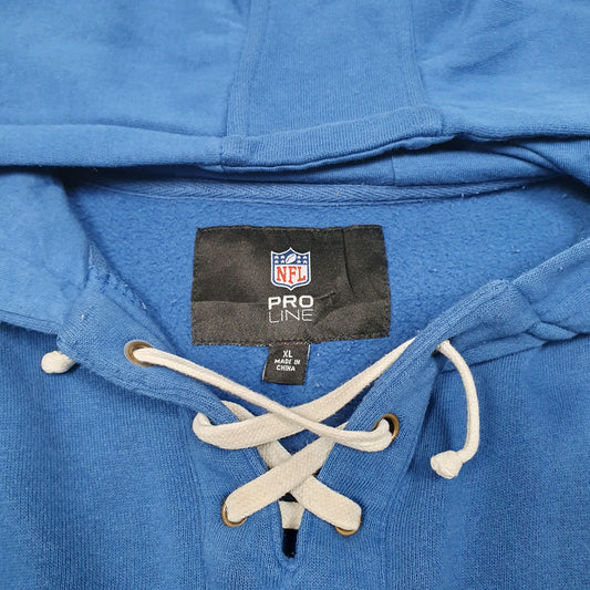 Mens Blue NFL Indianapolis Colts American Football Spellout USA String Hoodie Jumper