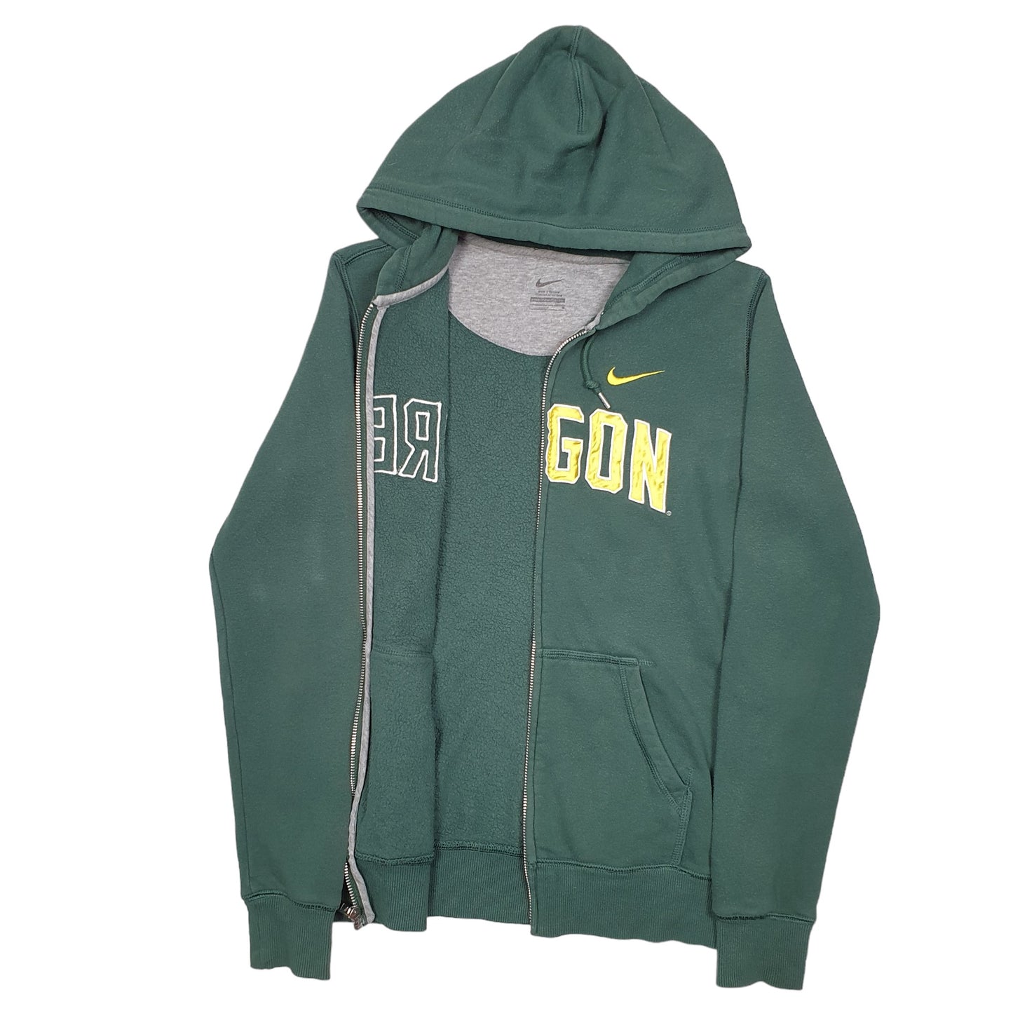 Womens Green Nike Hoodie Oregon Track Running Spellout Full Zip Jumper