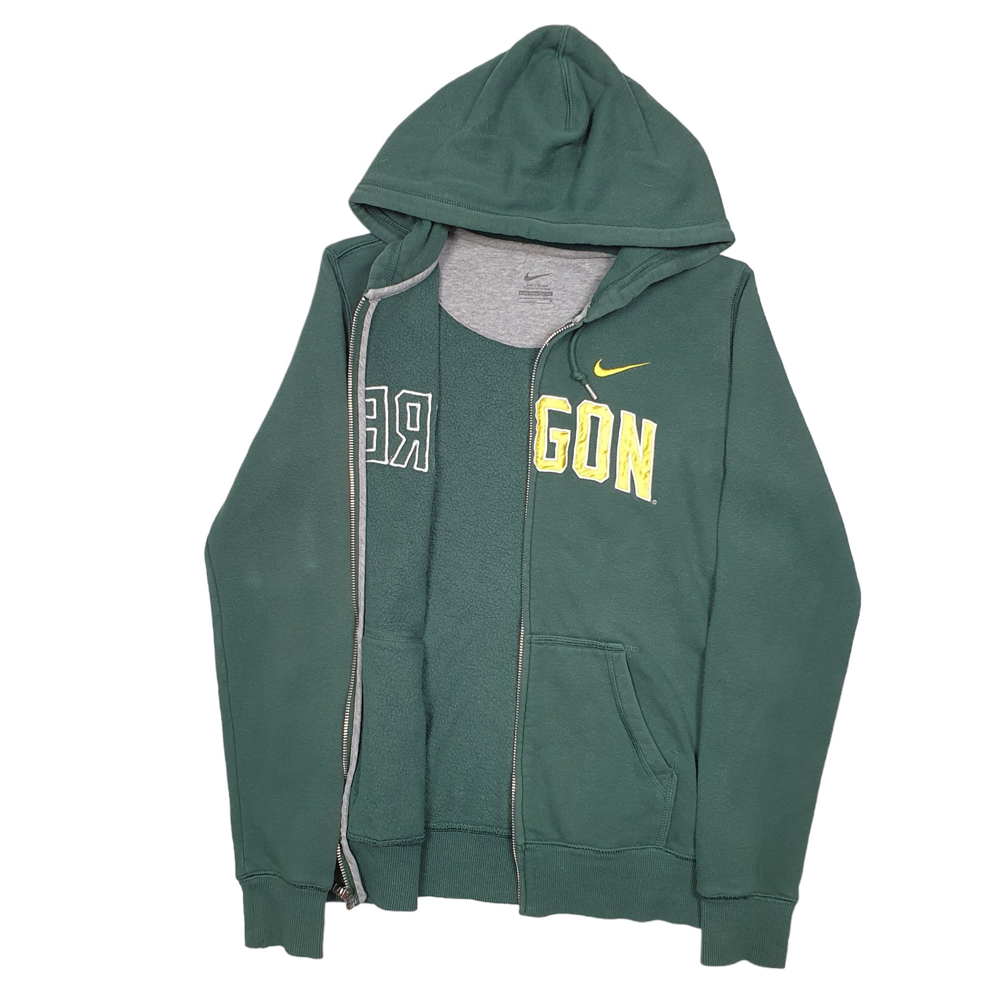 Womens Green Nike Hoodie Oregon Track Running Spellout Full Zip Jumper
