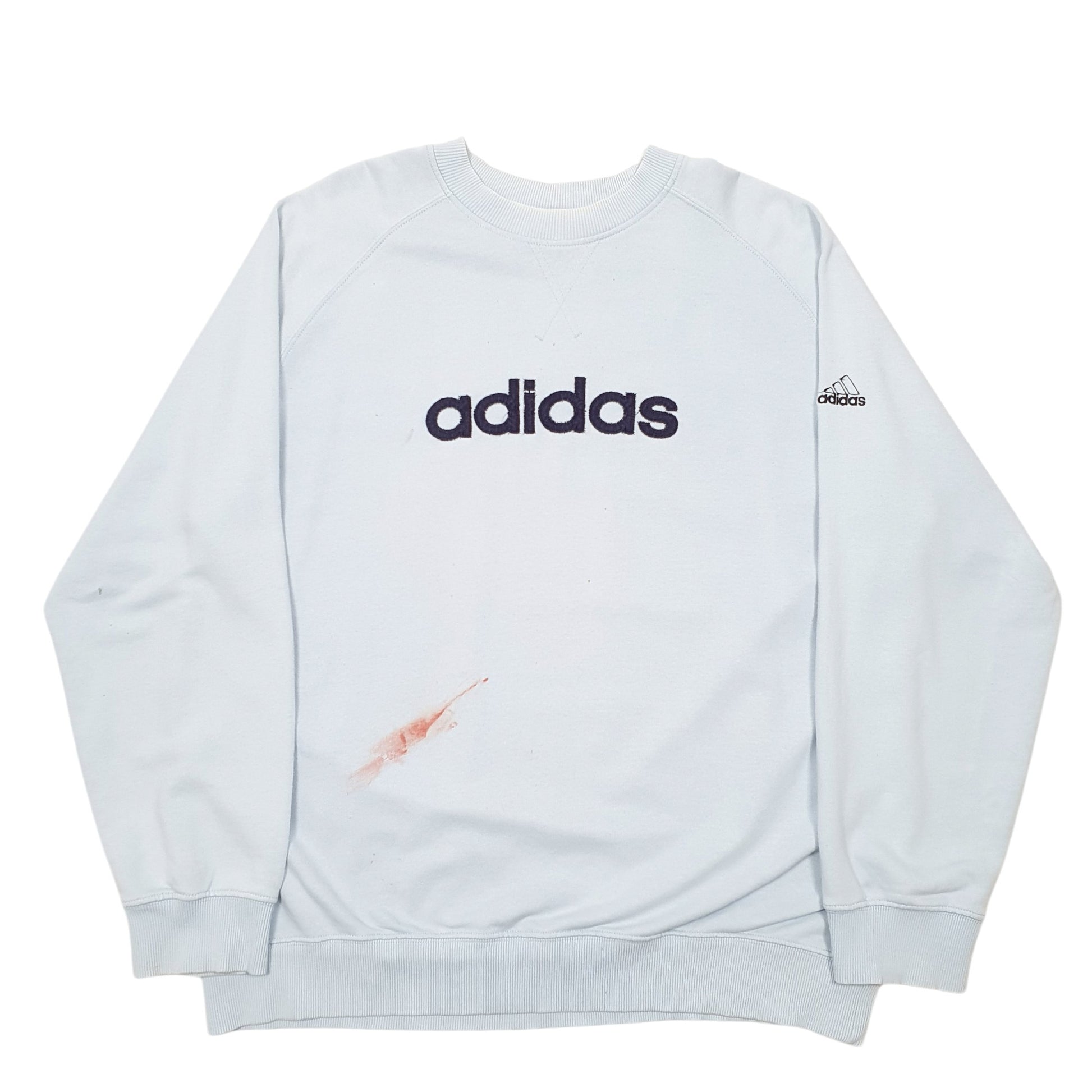 Mens Blue Adidas Vintage Raglan Crewneck Jumper