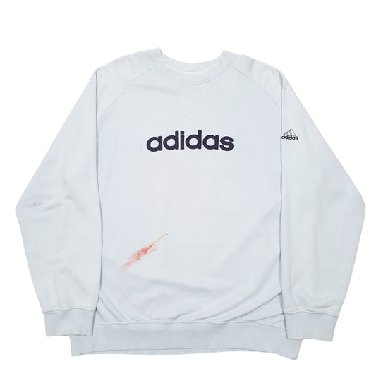 Mens Blue Adidas Vintage Raglan Crewneck Jumper